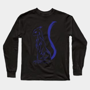 blue tribal cat tattoo Long Sleeve T-Shirt